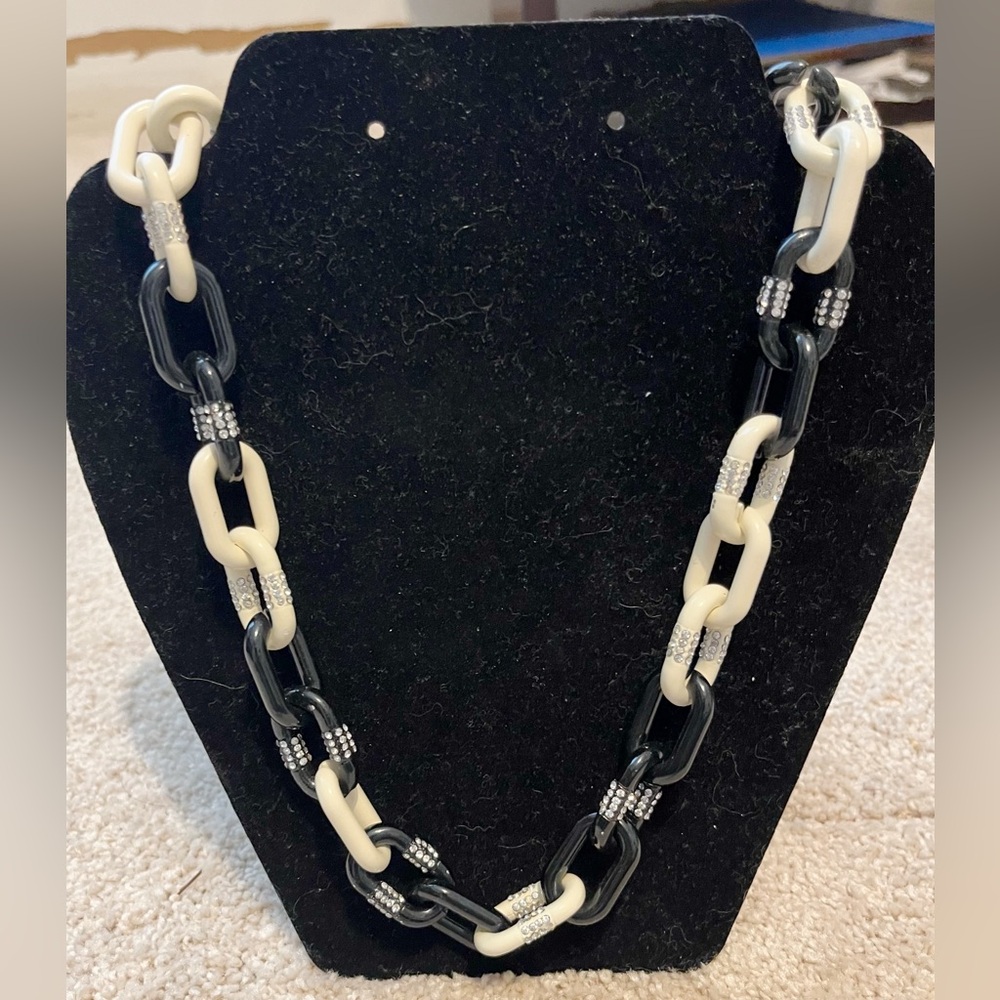 J. Crew Long Enamel Rhinestone Chain Link Necklace NWT